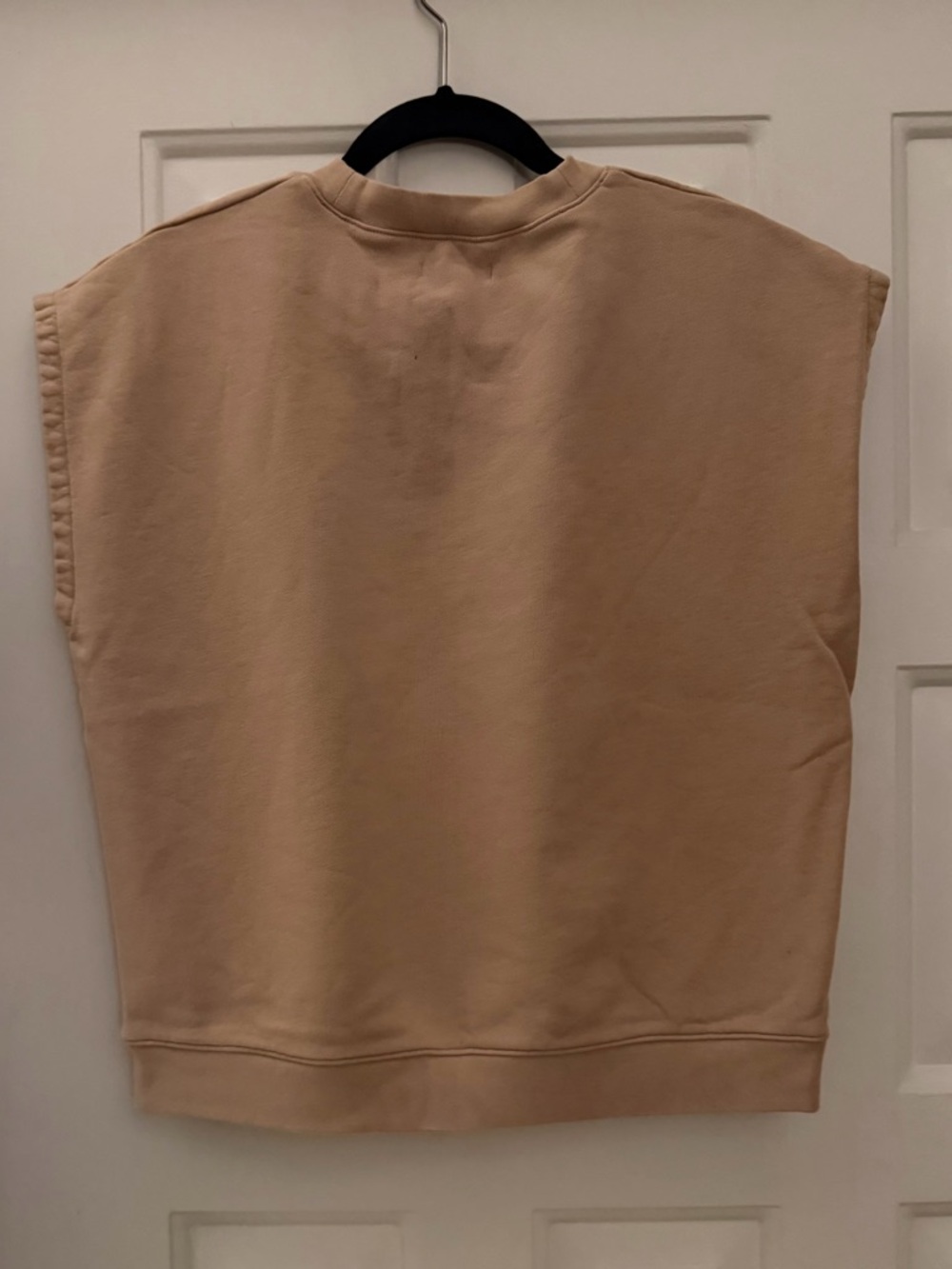 Madewell French Terry Sleeveless Sweatshirt Crewneck Sweater in Warm Tan - Picture 2 of 4
